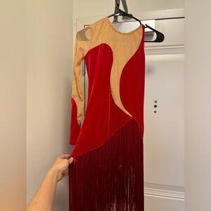 Vintage style Tango Dance Dress w/ Fringe Skirt